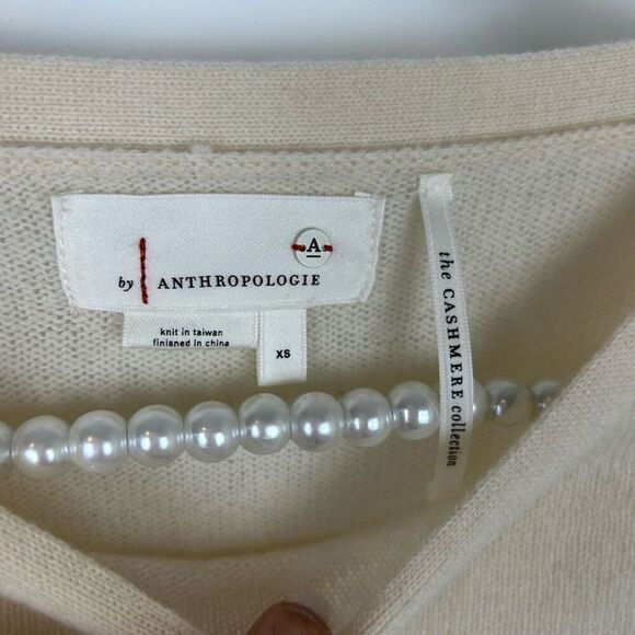 Anthropologie cashmere collection sweater cream ivory size XS lightweight 100% c - Picture 6 of 11
